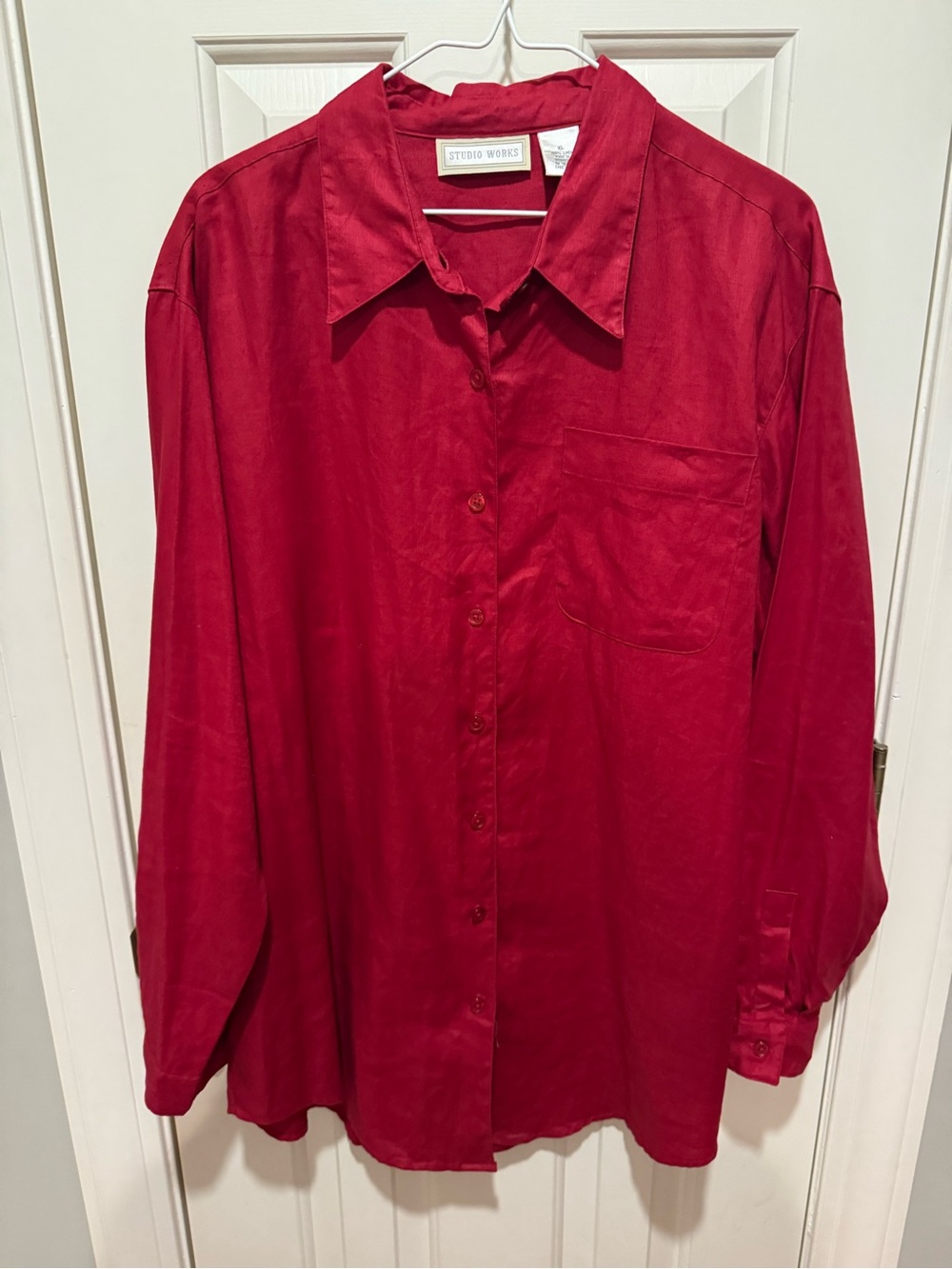 Studio Works Men's Red Button-Front Dress Shirt